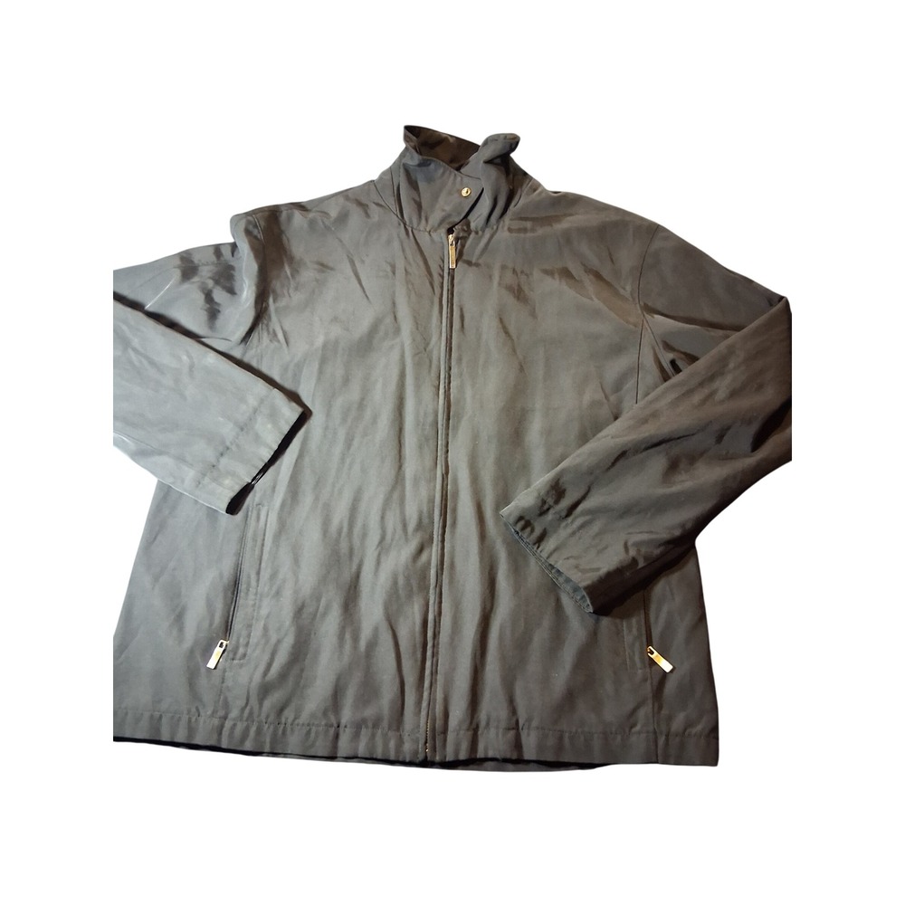 Hickey Freeman Mens Harrington Jacket Gray Full Zip Pinstripe Lining L